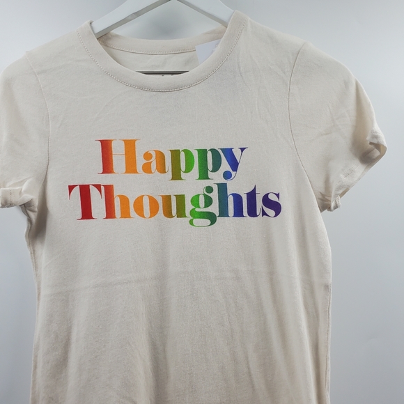 Chaser Happy Thought Rainbow Baby Tee Cotton Shirt Graphic White NEW - Picture 4 of 8